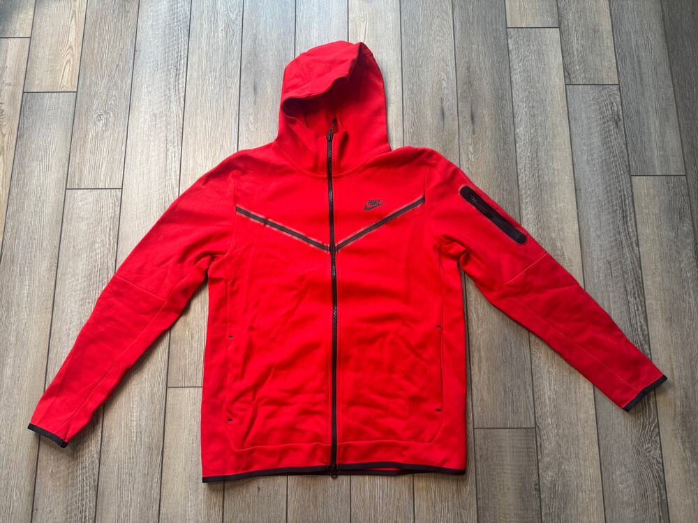 Nike Tech Fleece Full Zip Hoodie University Red Black CU4489-657 Large Tall